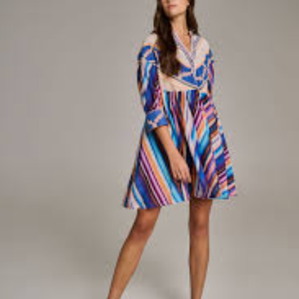 Devotion TWINS Blue and Orange Cowl Neck A-line Dress